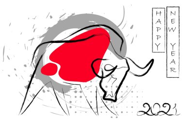 Çin yeni yıl tabelası. Soyut öküz, boğa, inek. Ay burcu işareti