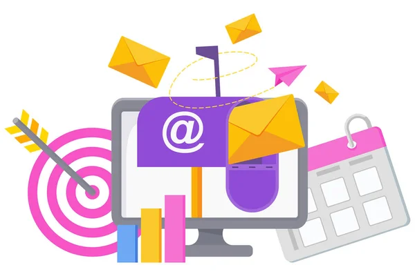 Estratégia de email marketing. Estratégia bem sucedida para atrair clientes. — Vetor de Stock