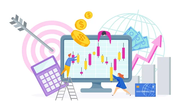 Japanse kandelaar kaart. Financiële markt. Aandelenkoers. Grondstofprijs. — Stockvector