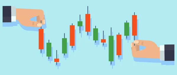 株式仲買人は日本の燭台のチャートを追跡します. — ストックベクタ