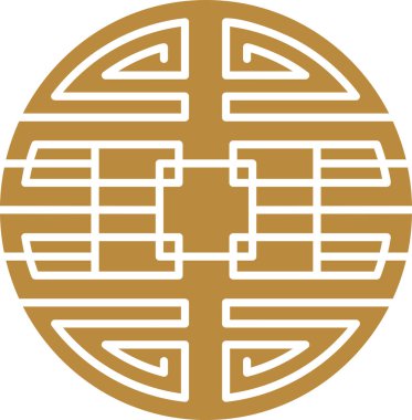 Çin yuvarlak çerçevesi ve ana hatları. Doğulu dekorasyonlar.