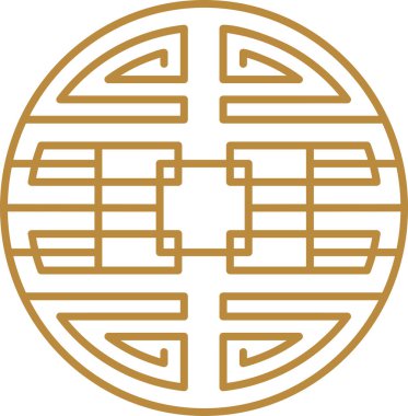 Çin yuvarlak çerçevesi ve ana hatları. Doğulu dekorasyonlar.