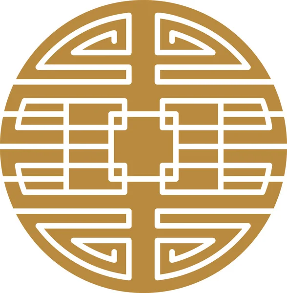 Marco redondo chino y elementos de contorno. Decoraciones orientales. — Archivo Imágenes Vectoriales