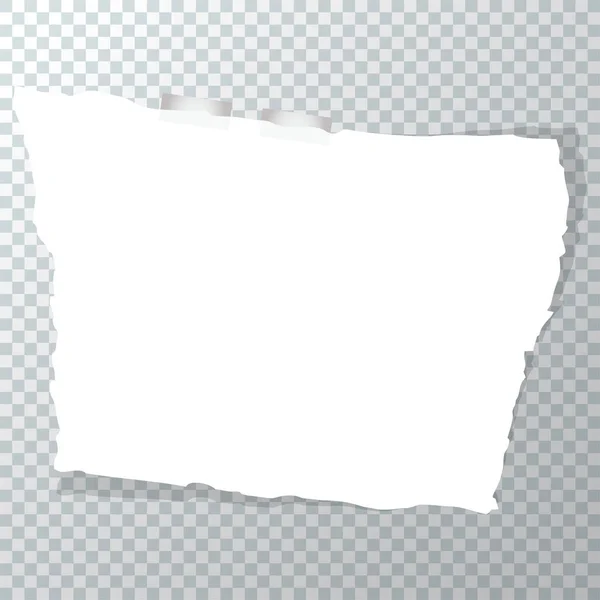 Порванный кусок скомканной бумаги. Бумажная наклейка приклеена лентой — стоковый вектор