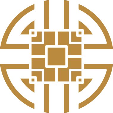 Çin yuvarlak çerçevesi ve ana hatları. Doğulu dekorasyonlar.