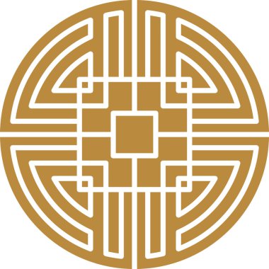 Çin yuvarlak çerçevesi ve ana hatları. Doğulu dekorasyonlar.