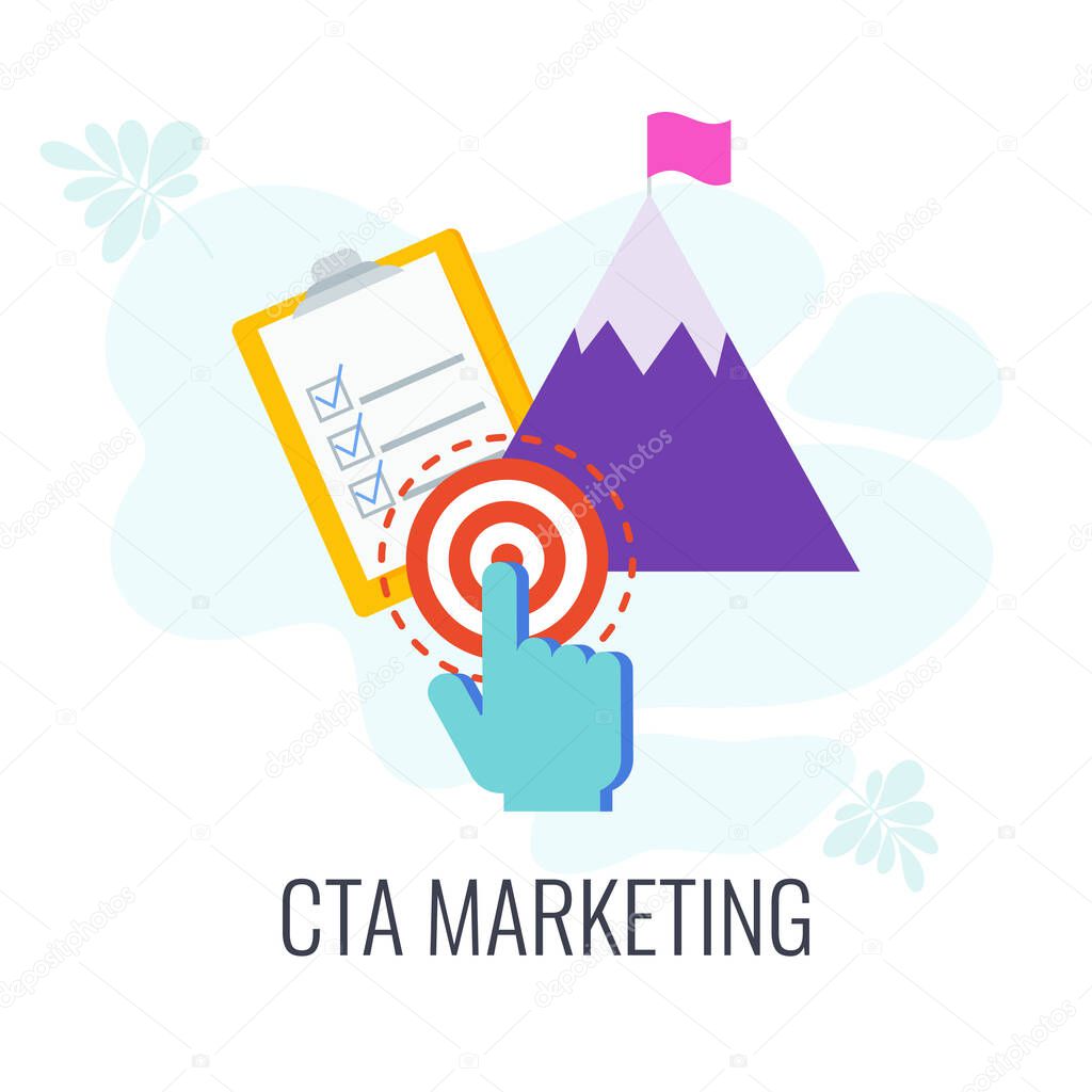 Call to action, CTA Marketing Icon. Targeted action.