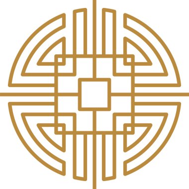 Çin yuvarlak çerçevesi ve ana hatları. Doğulu dekorasyonlar.