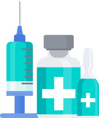 Aşı ikonu. Şırınga ve doz aşı. İnsanları koru.