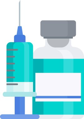 Aşı ikonu. Şırınga ve doz aşı. İnsanları koru.