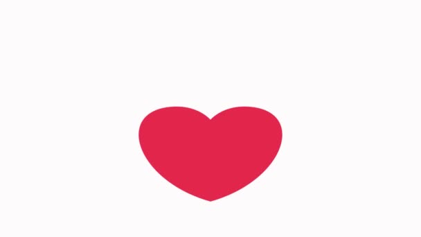 Rebotando corazón rojo giratorio. Etiqueta engomada de redes sociales para citas aplicación. — Vídeo de stock