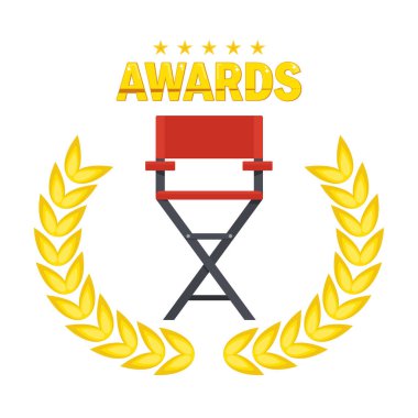 Defne çelenkli film yönetmenleri koltuğu. Yapımcı, yönetmen ve senarist