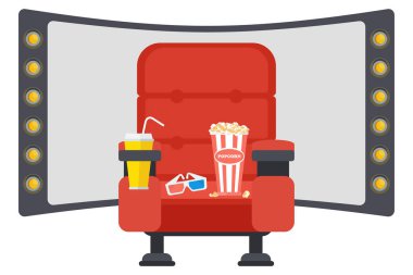 Film yönetmenleri koltuğu megafon, projektör, kamera ve klapa