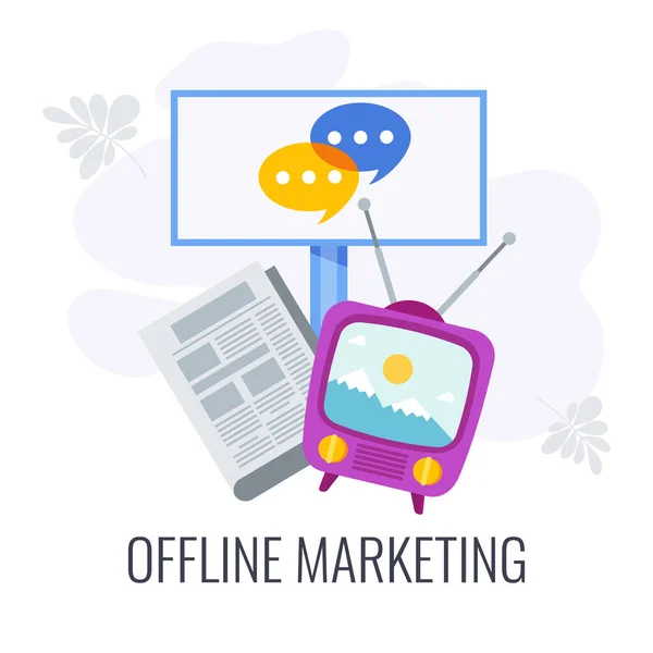 Offline Marketing icona vettoriale piatta. Marketing offline tradizionale. — Vettoriale Stock