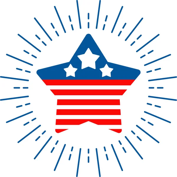 별 모양 배지, 로고 또는 상의 아이콘. 미국의 독립기념일 — 스톡 벡터