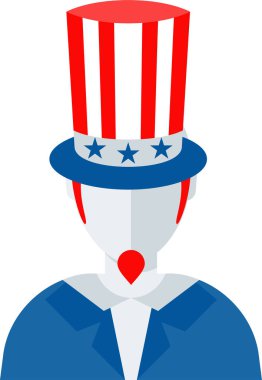 Silindir şapkalı Amerika 'nın kurucusu. ABD 'nin Bağımsızlık Günü.