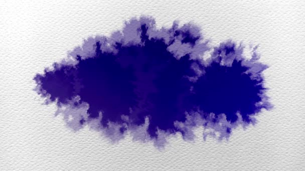 Violet Ink kapka na akvarel papíru. Ragged inkblot se pomalu rozprostírá — Stock video