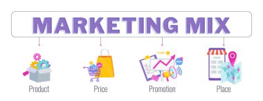 Dört adet 4 PS pazarlama karışık bilgi düz vektör illüstrasyonu