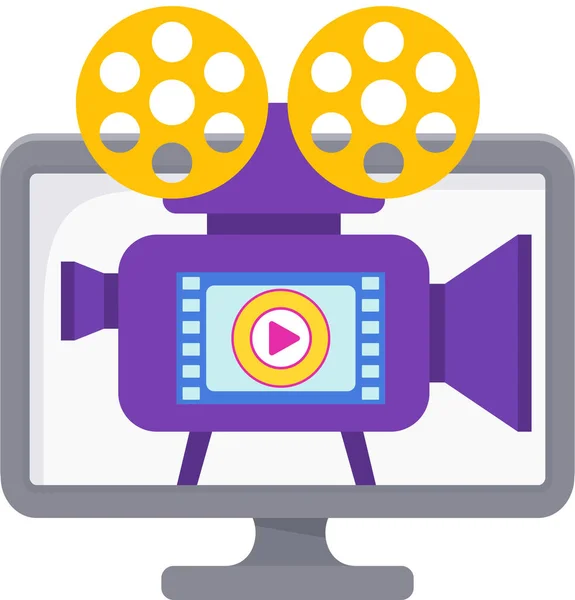 Online cinema icon. Digital marketing. Mobile adds. Flat vector illustration. — Stok Vektör