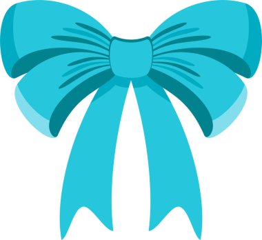 Dekoratif mavi fiyonk. Tebrik kartları için simge.