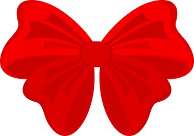 Dekoratif kırmızı fiyonk. Tebrik kartları için simge.