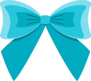 Dekoratif mavi fiyonk. Tebrik kartları, sertifikalar ve doğum günü, düğün, kutlama davetiyeleri için simge. Düz vektör illüstrasyonu.