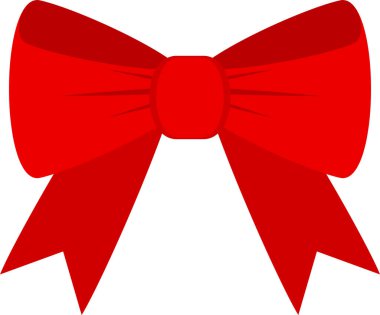 Dekoratif kırmızı fiyonk. Tebrik kartları, sertifikalar ve doğum günü, düğün, kutlama davetiyeleri için simge. Düz vektör illüstrasyonu.