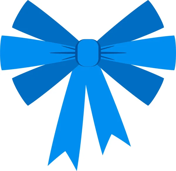 装飾的なお祝いの青い弓 グリーティングカード 証明書や誕生日 結婚式 お祝いのための招待状のアイコン 平面ベクトル図 — ストックベクタ