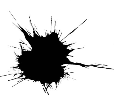 Beyaz arkaplanda siyah mürekkep suluboya damlası.