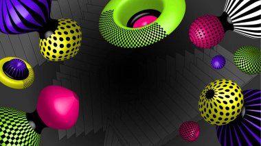 3D gerçekçi vektör nesneleri. Parlak modern trend şekilleri.