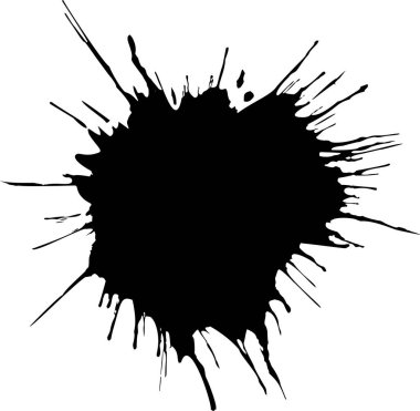 Beyaz arkaplanda siyah mürekkep suluboya damlası.