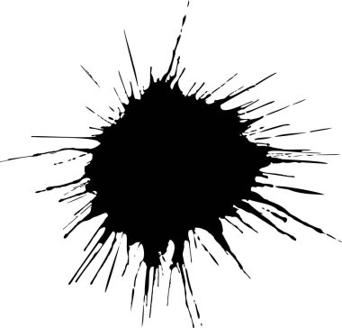 Beyaz arkaplanda siyah mürekkep suluboya damlası.