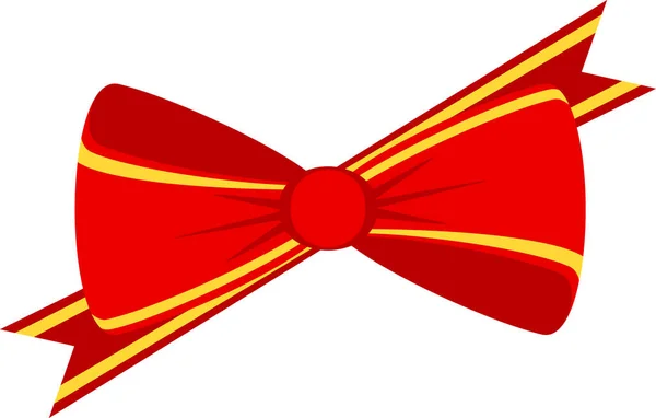 Arco vermelho festivo decorativo com afiação amarela. Ícone para cartões de saudação. — Vetor de Stock