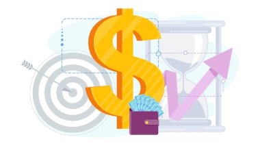Finansal büyüme işi konsepti. Zenginlik için iş benzetmesi