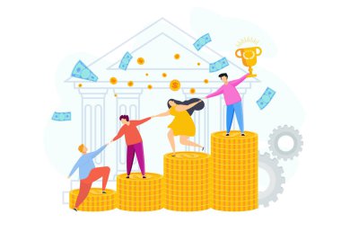 İnsanlar finansal başarı basamaklarında birbirlerine yardım ederler..