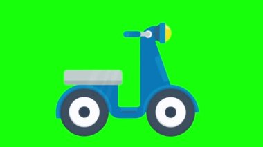 Scooter döngü animasyonu. Beyaz arka planda motosiklet sürüşleri.