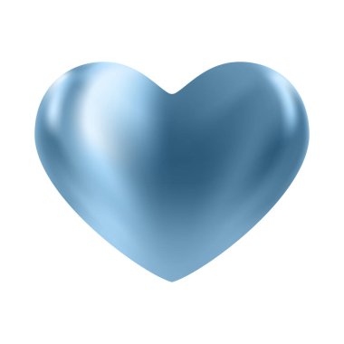 Blue glossy 3d heart. Luxury realistic heart balloon. Valentines day graphic elements. Vector illustration EPS 10.