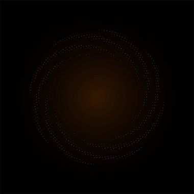 Altın yarı yuvarlak çerçeve. Altın lüks yarım tonlu daire logosu. Nokta amblemi. Noktalı doku kenarı. Konfeti patlaması. Vektör illüstrasyonu EPS10.