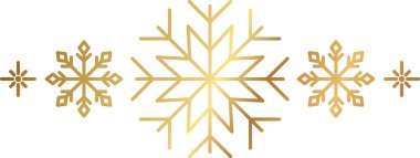 Gold snowflake border. Winter Christmas design decoration. Luxury border element for New Year card and invitation. Elegant snow crystal flake. Vector illustration, EPS 10.
