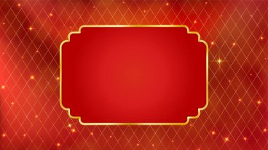 Kırmızı Altın Noel kartı. Sınırları olan klasik lüks çerçeve. Doğum günü ve yeni yıl hediye çeki. Kraliyet amblemi. Premium etiket şablonu. İndirim belgesi. Vektör illüstrasyonu, EPS 10.