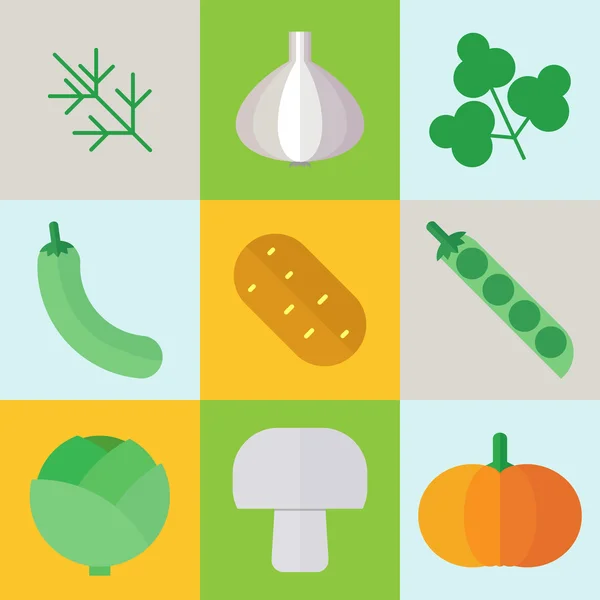 Vegetais orgânicos de outono ícones ilustração vetorial. Conjunto de colo — Vetor de Stock