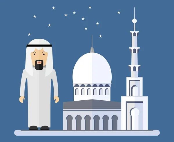 Arab men near a mosque — Stock Vector