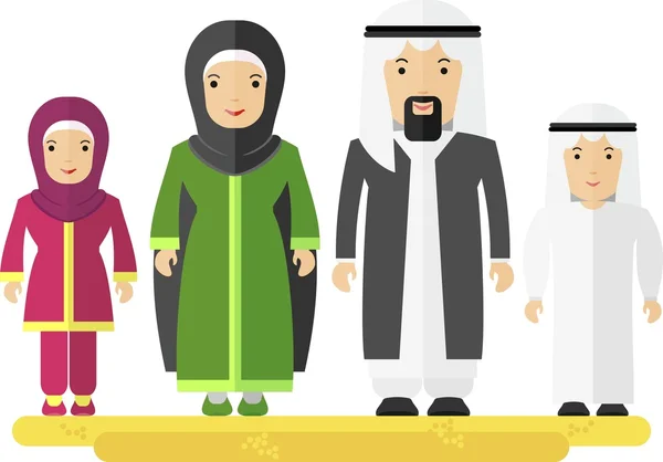 Arabské rodiny muž ženy děti — Stockový vektor