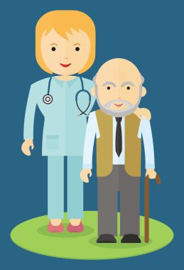 yaşlı bir adam yardım doktor