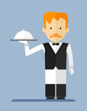 Garson bir white_apron içinde