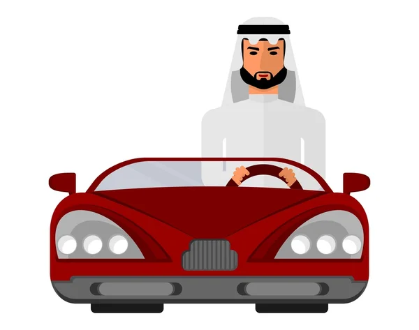 kırmızı bir araba da arap adam