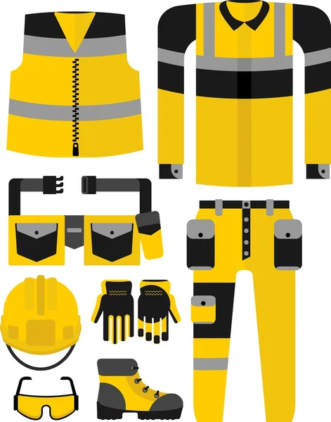 Conjunto de trabalho desgaste amarelo preto —  Vetores de Stock