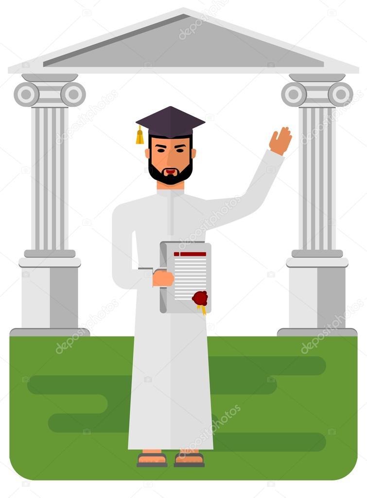 arabian student with diploma