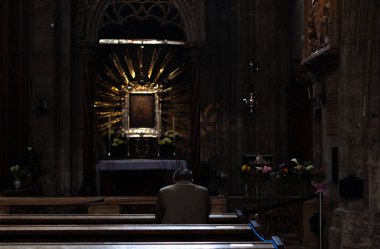 Wien - 3 Nisan 2021: Kilisede dua eden adam