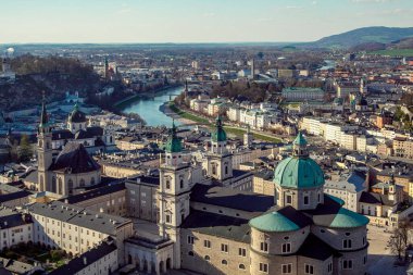 Avusturya 'nın Salzburg şehrinin panoraması